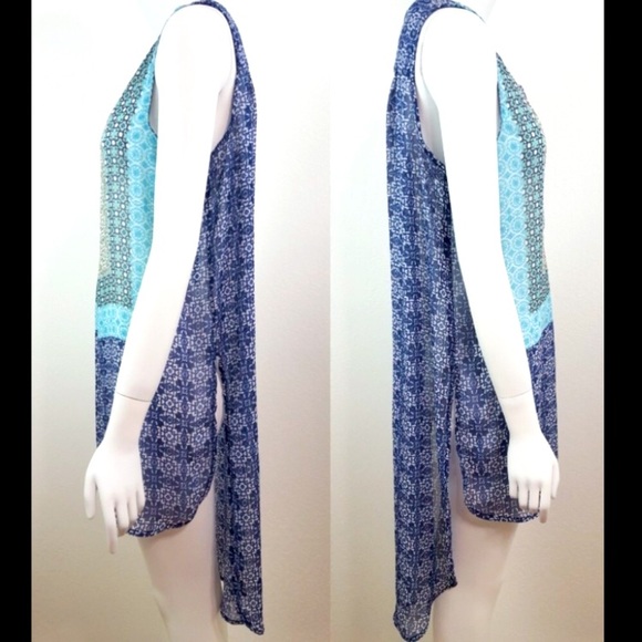 🌸3/$25 NWOT Knox Rose Sheer Boho High-Lo Tunic Flowy Top Beach Coverup, Size XS - Picture 3 of 11